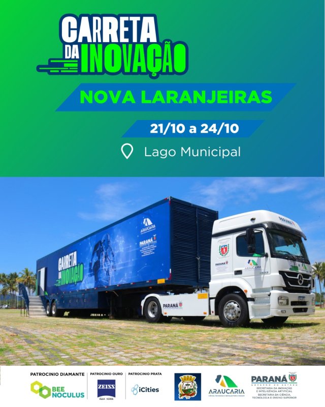 A Carreta da Inovação está chegando a Nova Laranjeiras com experiências tecnológicas e gratuitas para toda a comunidade